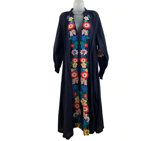 Boden | Dresses | Boden Navy Blue Embroidered Maxi Dress Size | Poshmark